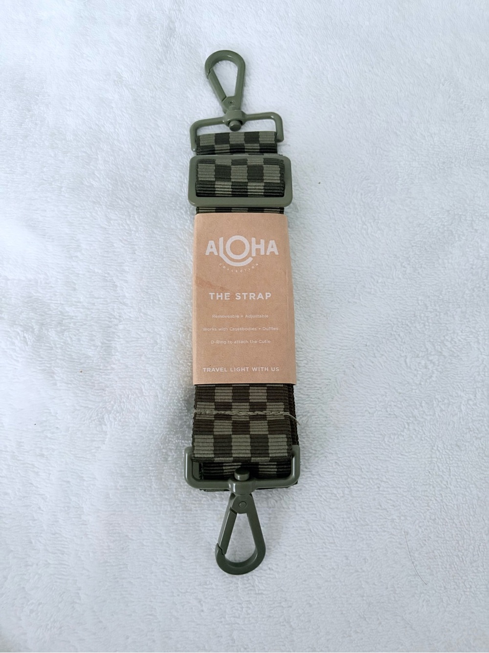 ALOHA Collection Olive Green Checkered Adjustable Strap New Retail $24
